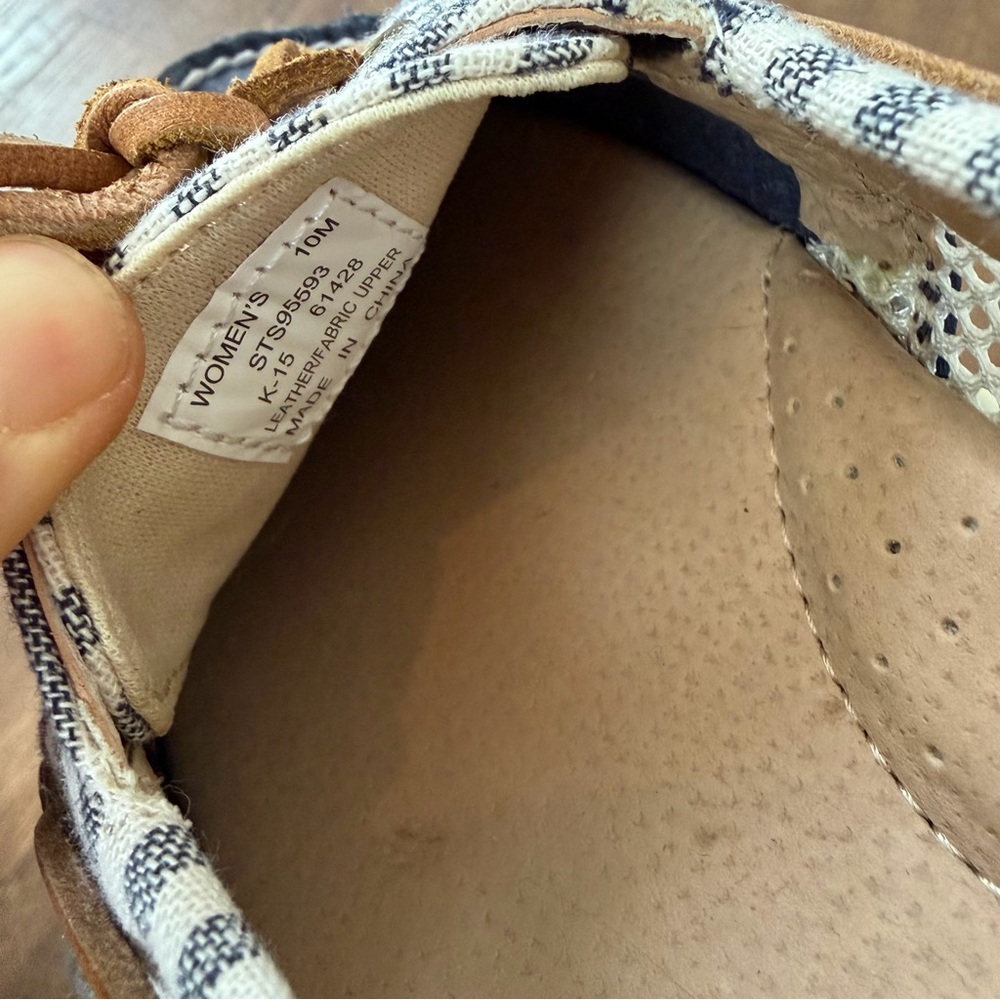 Sperry Navy Blue and White Striped Boat Shoes - Picture 8 of 8